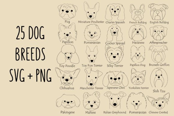 Dog Breed Svg, Dog Face Graphics for Crafts