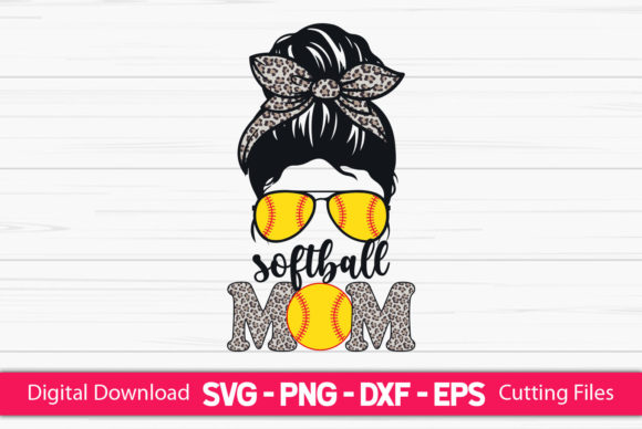 Messy Bun Softball Mom Graphics for Crafts